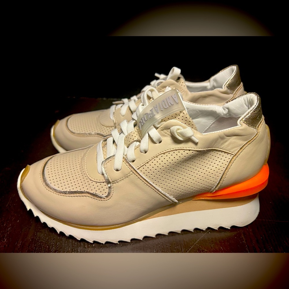 ANDIA FORA Ruffle Wedge Olivia Cream Size 37( US 6.5-7)